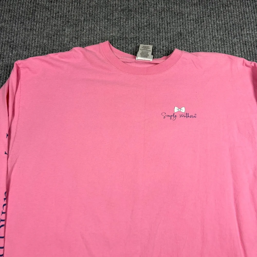 Simply Southern Shirt Womens XXL Pink I Like Big Mutts Graphic Long Sleeve - Picture 3 of 6